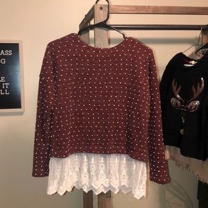 ALTARD STATE LACE POLKA DOT SWEATER SIZE SM